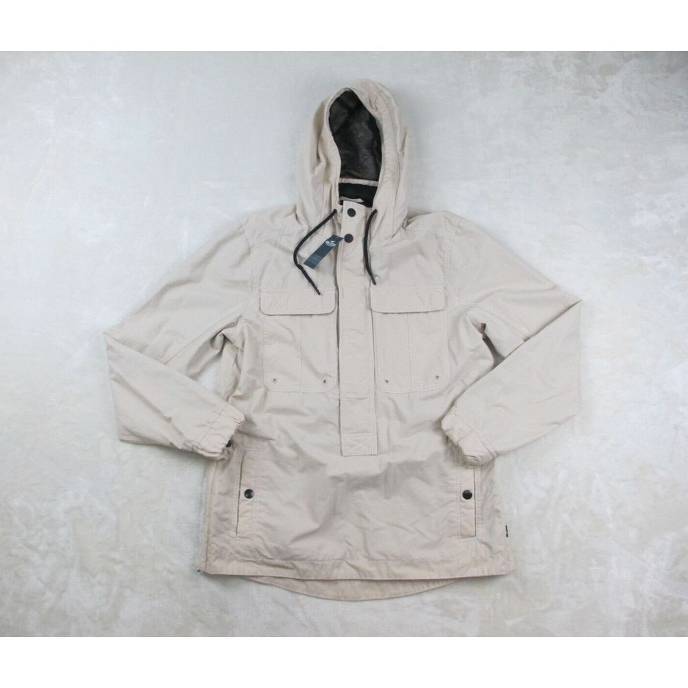 NEW Hollister Jacket Mens Small Brown Tan Pullover Zip Hooded Logo Preppy Casual